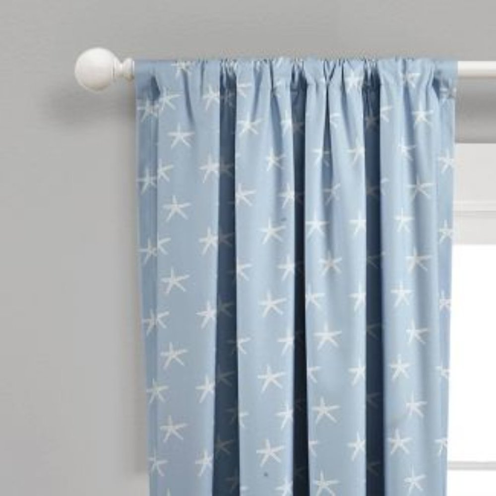 84"x52" Seaside Starfish Blackout Window Curtain Panel Blue - Lush Décor - NEW - Picture 3 of 4
